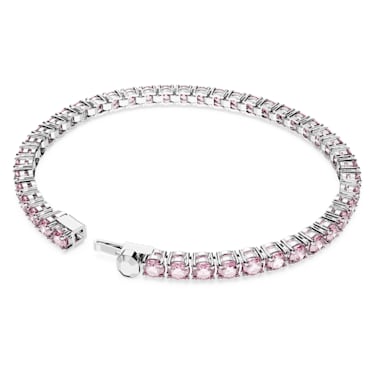 Bracelet Matrix Tennis, Taille ronde, Rose, Métal rhodié - Swarovski, 5660913