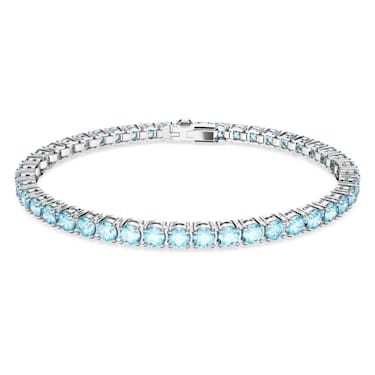 Bracelet Matrix Tennis, Taille ronde, Bleu, Métal rhodié - Swarovski, 5660914