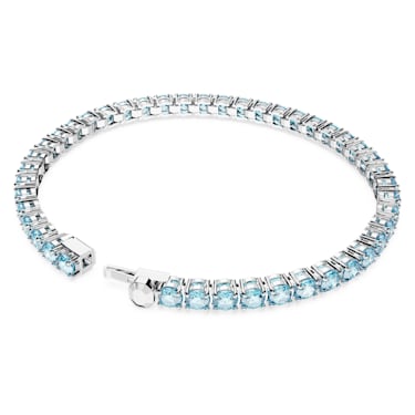 Bracelet Matrix Tennis, Taille ronde, Bleu, Métal rhodié - Swarovski, 5660914