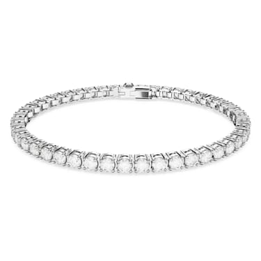 Matrix Tennis bracelet, Round cut, White, Rhodium plated - Swarovski, 5660917