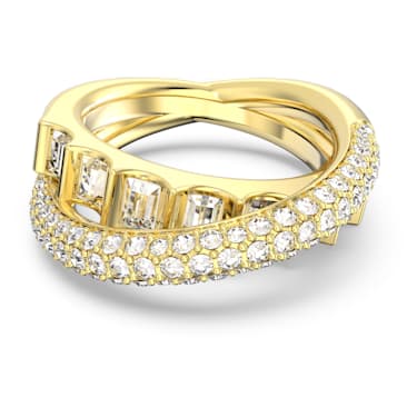 Dextera cocktail ring, Mixed cuts, White, Gold-tone plated - Swarovski, 5661055