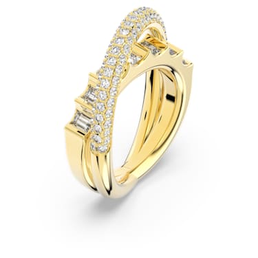 Dextera cocktail ring, Mixed cuts, White, Gold-tone plated - Swarovski, 5661055