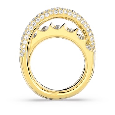 Dextera cocktail ring, Mixed cuts, White, Gold-tone plated - Swarovski, 5661055