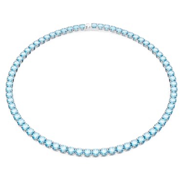 Matrix Tennis Halskette, Rundschliff, Mittel, Blau, Rhodiniert - Swarovski, 5661187