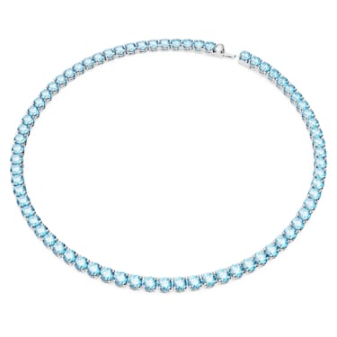 Matrix Tennis Halskette, Rundschliff, Mittel, Blau, Rhodiniert - Swarovski, 5661187