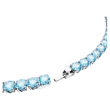 Matrix Tennis necklace, Round cut, Medium, Blue, Rhodium plated - Swarovski, 5661187