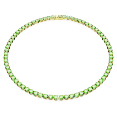 Matrix Tennis ketting, Ronde slijpvorm, Medium, Groen, Goudkleurige toplaag - Swarovski, 5661189