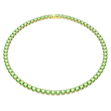 Matrix Tennis Halskette, Rundschliff, Mittel, Grün, Goldlegierungsschicht - Swarovski, 5661189