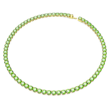 Collier Matrix Tennis, Coupe ronde, Medium, Vert, Placage de ton or - Swarovski, 5661189