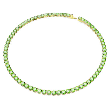 Matrix Tennis ketting, Ronde slijpvorm, Medium, Groen, Goudkleurige toplaag - Swarovski, 5661189