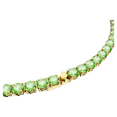 Collier Matrix Tennis, Coupe ronde, Medium, Vert, Placage de ton or - Swarovski, 5661189