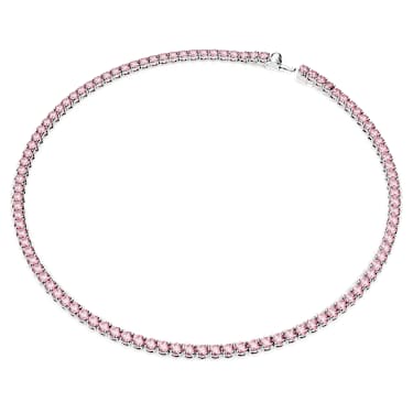 Matrix Tennis necklace, Round cut, Small, Pink, Rhodium plated - Swarovski, 5661193