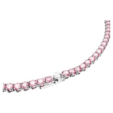 Matrix Tennis necklace, Round cut, Small, Pink, Rhodium plated - Swarovski, 5661193
