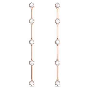 Pendants d'oreilles Constella, Coupe ronde, Blanches, Placage de ton or rosé - Swarovski, 5661463