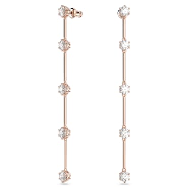 Pendants d'oreilles Constella, Coupe ronde, Blanches, Placage de ton or rosé - Swarovski, 5661463