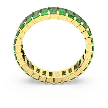 Matrix ring, Baguette cut, Green, Gold-tone plated - Swarovski, 5661468