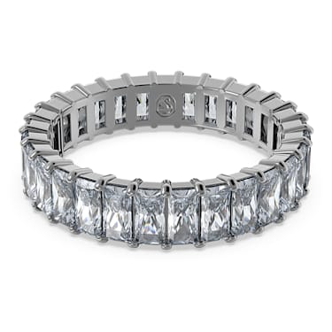 Matrix ring, Baguette cut, Grey, Ruthenium plated - Swarovski, 5661469