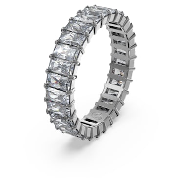 Matrix ring, Baguette cut, Gray, Ruthenium plated - Swarovski, 5661469