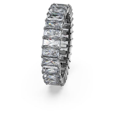 Matrix ring, Baguette cut, Gray, Ruthenium plated - Swarovski, 5661469