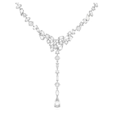 Mesmera Y字型ネックレス, ミックスカット, ホワイト, ロジウム・プレーティング - Swarovski, 5661520