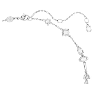 Mesmera Y形項鏈, 混合式切割, 白色, 鍍白金色 - Swarovski, 5661520
