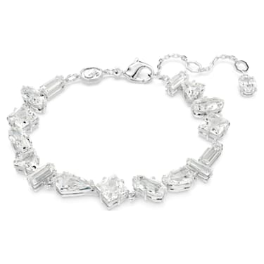 Mesmera armband, Verschillende slijpvormen, Wit, Rodium toplaag - Swarovski, 5661529