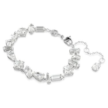 Mesmera สร้อยข้อมือ, ผสมผสานเหลี่ยมเจียระไนหลายหลายรูปแบบ, ขาว, เคลือบโรเดียม - Swarovski, 5661529