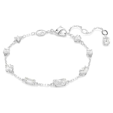 Mesmera 手鏈, 混合式切割，分散設計, 白色, 鍍白金色 - Swarovski, 5661530