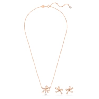 Volta Set, Schleife, Weiß, Roségold-Legierungsschicht - Swarovski, 5661680