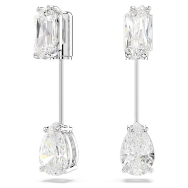 Pendientes de barra Mesmera, Tallas mixtas, Blancos, Baño de rodio - Swarovski, 5661682