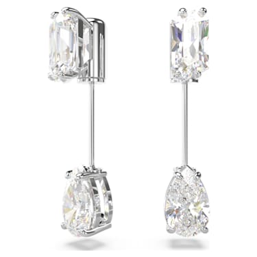 Pendientes de barra Mesmera, Tallas mixtas, Blancos, Baño de rodio - Swarovski, 5661682