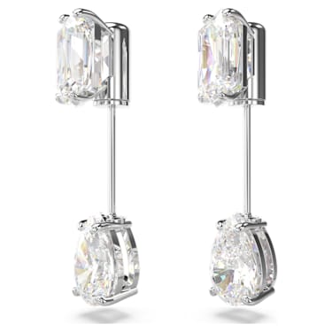 Pendientes de barra Mesmera, Tallas mixtas, Blancos, Baño de rodio - Swarovski, 5661682