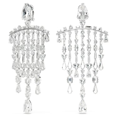 Pendientes de clip Mesmera, Tallas mixtas, Candelabro, Blancos, Baño de rodio - Swarovski, 5661686