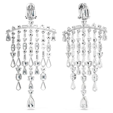 Pendientes de clip Mesmera, Tallas mixtas, Candelabro, Blancos, Baño de rodio - Swarovski, 5661686