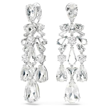 Boucles d'oreilles clip Mesmera, Tailles diverses, Chandelier, Blanches, Métal rhodié - Swarovski, 5661691