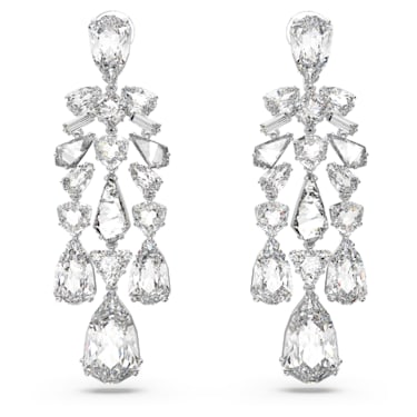 Mesmera 夾式耳環, 混合式切割，枝形設計, 白色, 鍍白金色 - Swarovski, 5661691