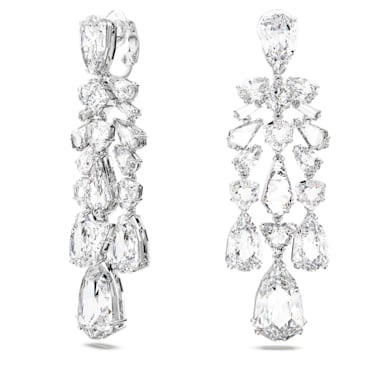 Mesmera Ohrclips, Verschiedene Schliffe, Chandelier, Weiß, Rhodiniert - Swarovski, 5661691