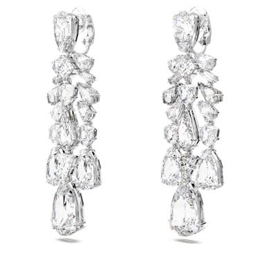 Mesmera 夾式耳環, 混合式切割，枝形設計, 白色, 鍍白金色 - Swarovski, 5661691