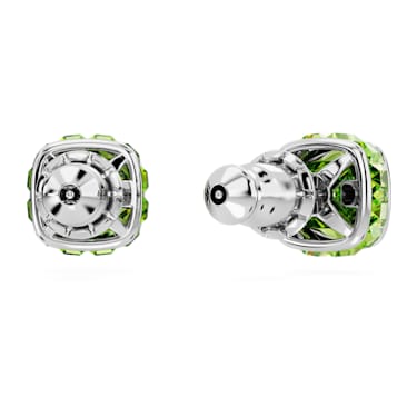 Kolczyki zapinane na sztyft Birthstone, Szlif kwadratowy, Sierpień, Zielone, Powłoka z rodu - Swarovski, 5661958