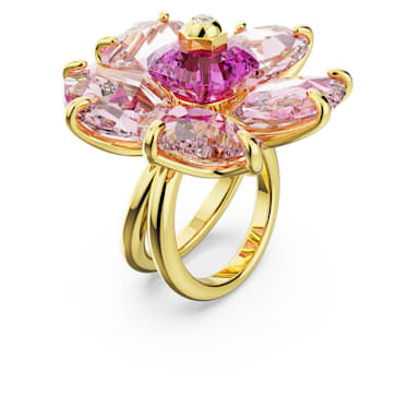 Idyllia 칵테일 링, 꽃, 핑크, 18K 골드 피니시 - Swarovski, 5662057