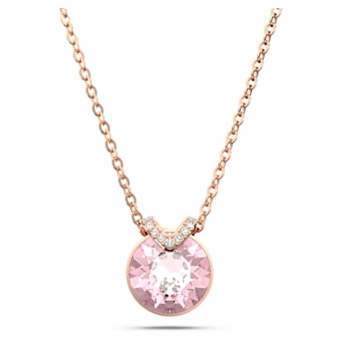 Bella V 펜던트, 라운드 컷, 핑크, 로즈골드 톤 플래팅 - Swarovski, 5662088