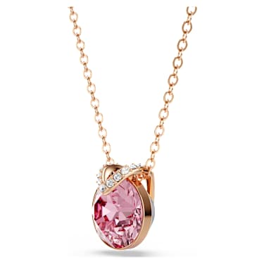 Bella V pendant, Round cut, Pink, 18K rose gold finish - Swarovski, 5662088