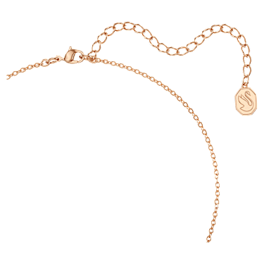 Bella V pendant, Round cut, Pink, Rose gold-tone plated