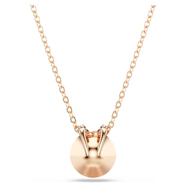 Bella V pendant, Round cut, Pink, Rose gold-tone plated - Swarovski, 5662088