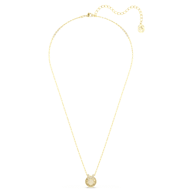 Bella V pendant, Round cut, Gold tone, Gold-tone plated