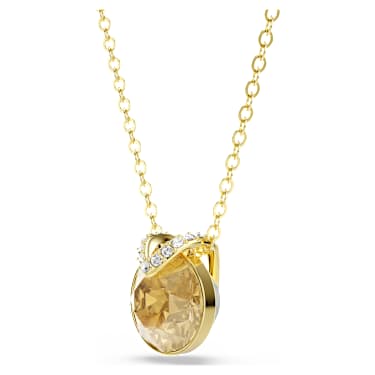 Bella V pendant, Round cut, Gold tone, 18K gold finish - Swarovski, 5662091