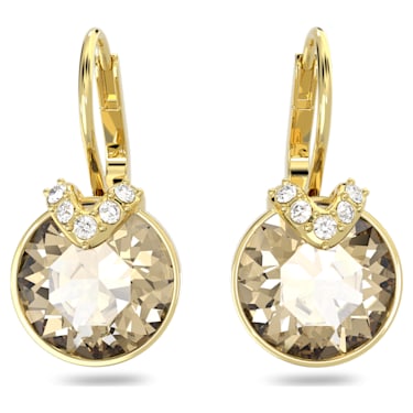 Bella V drop earrings, Round cut, Gold tone, Gold-tone plated - Swarovski, 5662093