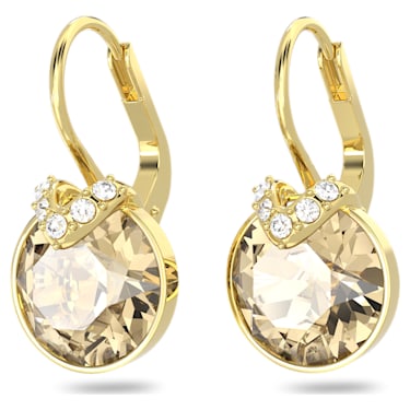 Bella V drop earrings, Round cut, Gold tone, Gold-tone plated - Swarovski, 5662093