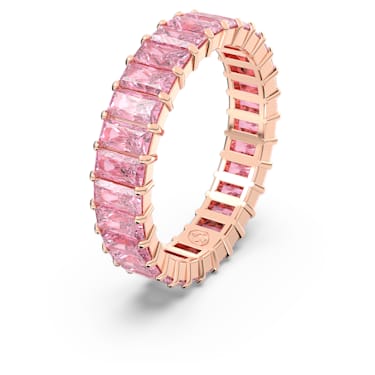 Matrix ring, Baguette-slijpvorm, Roze, Roségoudkleurige toplaag - Swarovski, 5662102