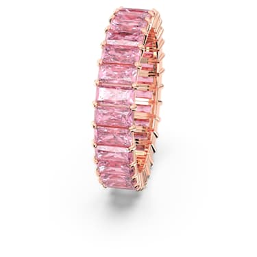 Matrix ring, Baguette-slijpvorm, Roze, Roségoudkleurige toplaag - Swarovski, 5662102